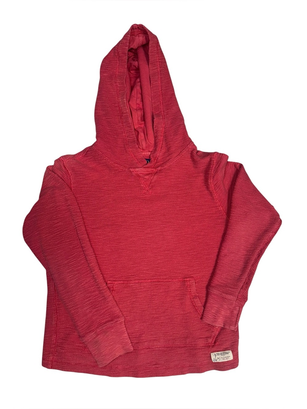 Polo Ralph Lauren Boys Red Waffle Knit‎ Hoodie Pullover Hooded Cotton Size 8